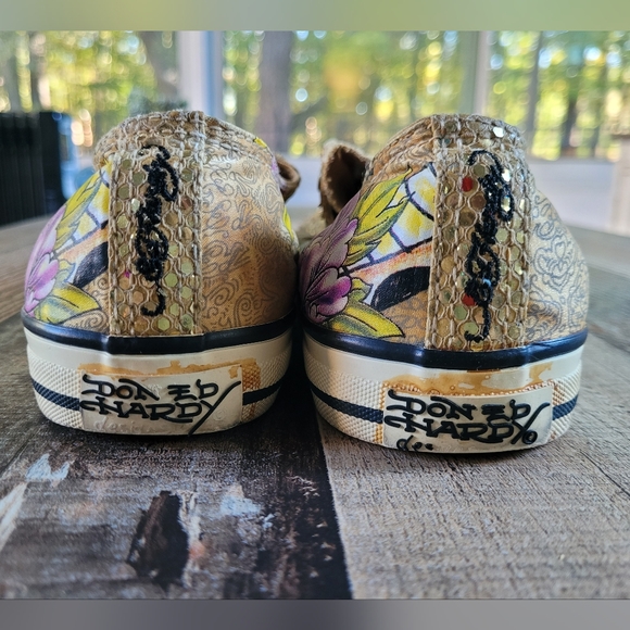 Ed Hardy Colorful Slip-On Sneakers with Gold Accents, Women's 8 - Picture 9 of 10